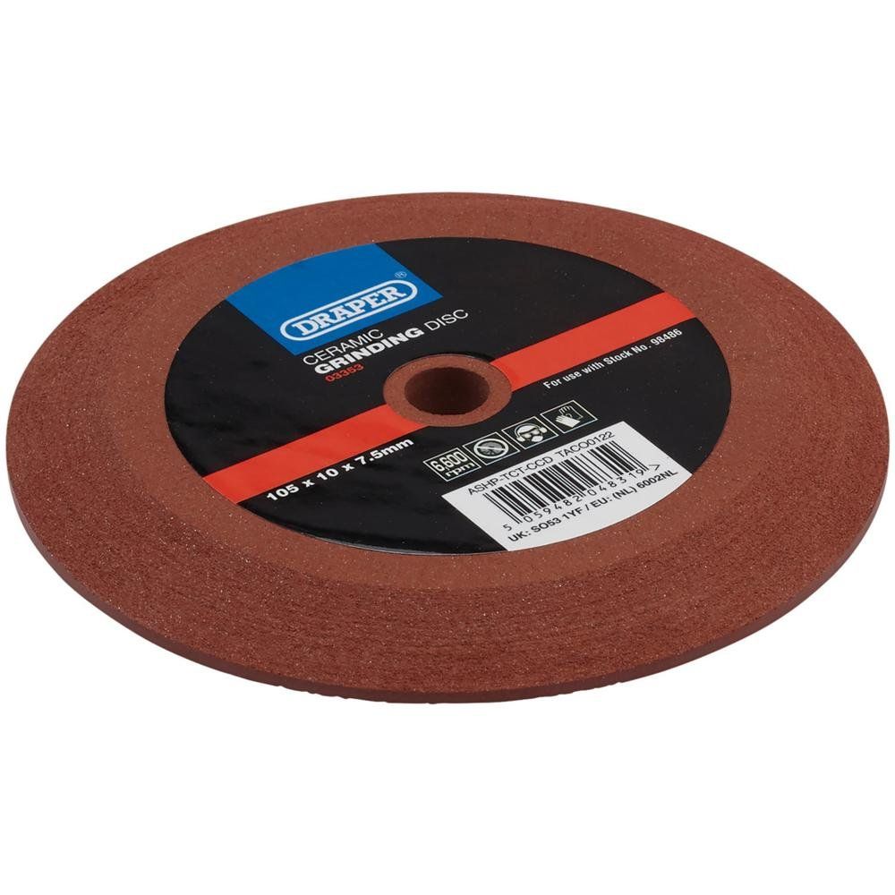 Draper 03353 Ceramic Grinding Disc 105 X 10 X 7.5Mm 1 - Image 1