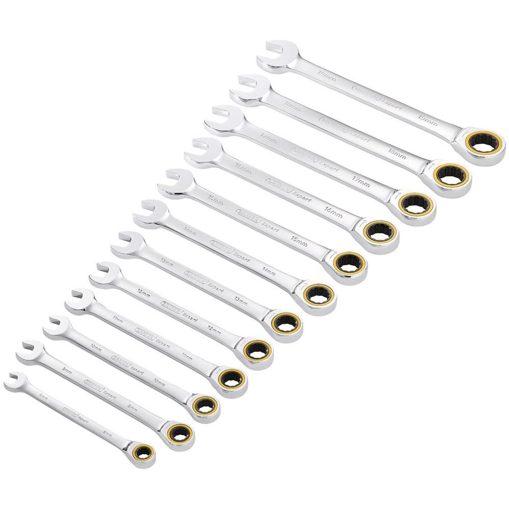 Draper Expert 12 Piece Hi-Torq Ratchet Combination Spanner Set - Image 1