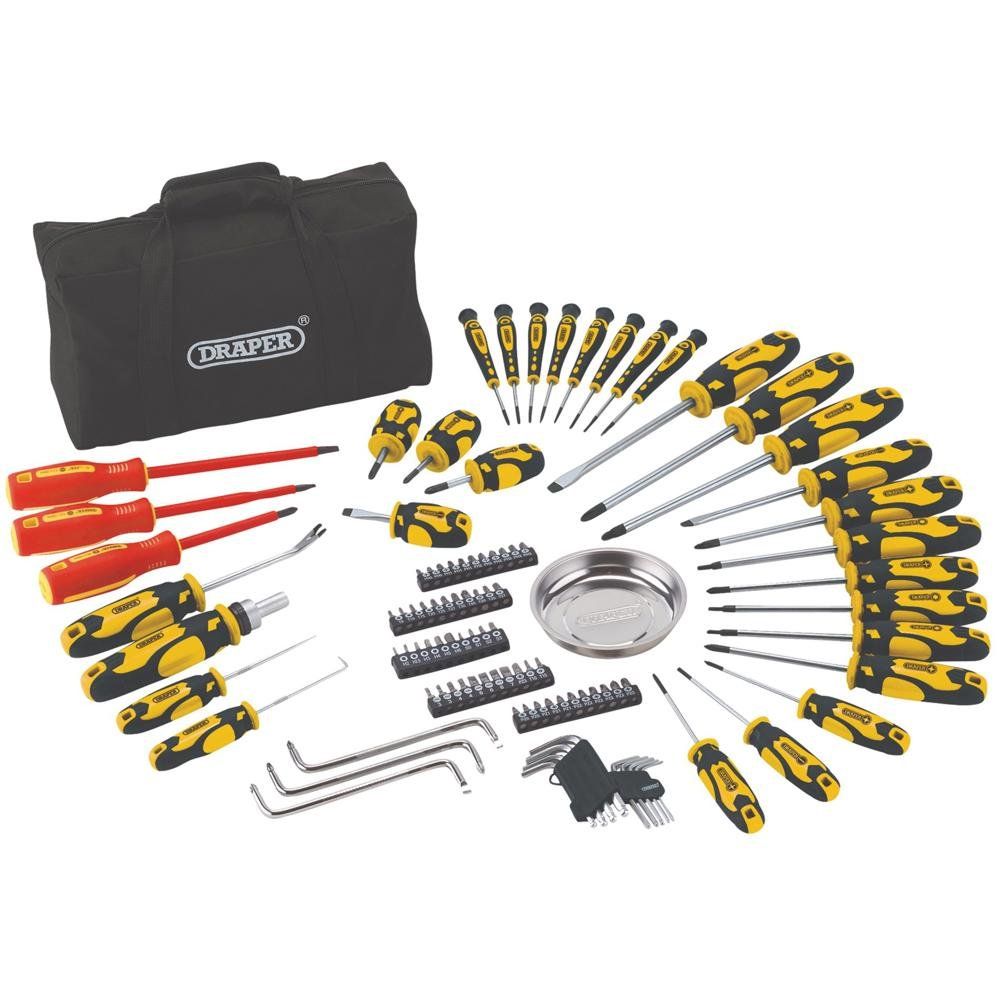 Draper 03992 Screwdriver And Bit Set With Soft Storage Bag Yellow (100 Piece) 101 - Image 1