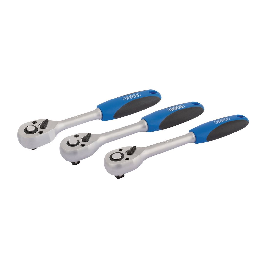 Draper 72-Tooth Reversible Soft Grip Ratchet Set (3 Piece) - Image 1