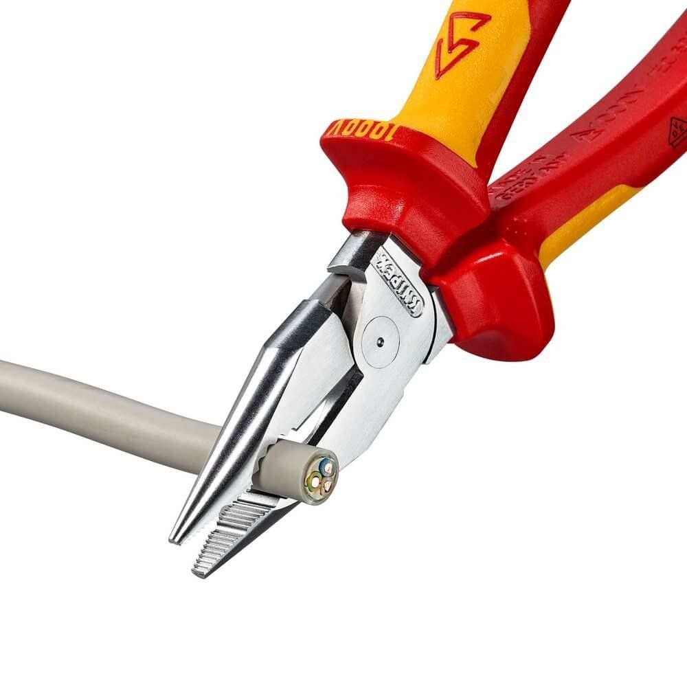 Knipex Knipex 08 26 185 SB 185mm VDE Needle-Nose Multi Grip Combination Pliers chrome plated - Image 1