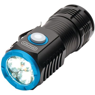 Draper USB Rechargeable LED Pocket Torch Black / Blue