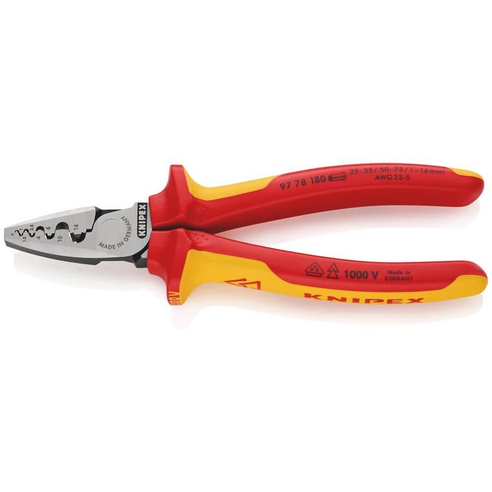 Knipex Knipex 97 78 180 SB VDE 180mm Insulated Crimping Pliers For End Sleeves - Image 1