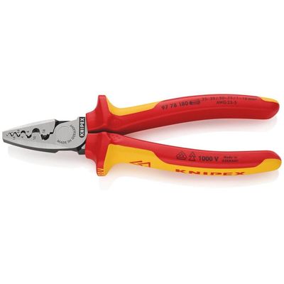 Knipex Knipex 97 78 180 SB VDE 180mm Insulated Crimping Pliers For End Sleeves