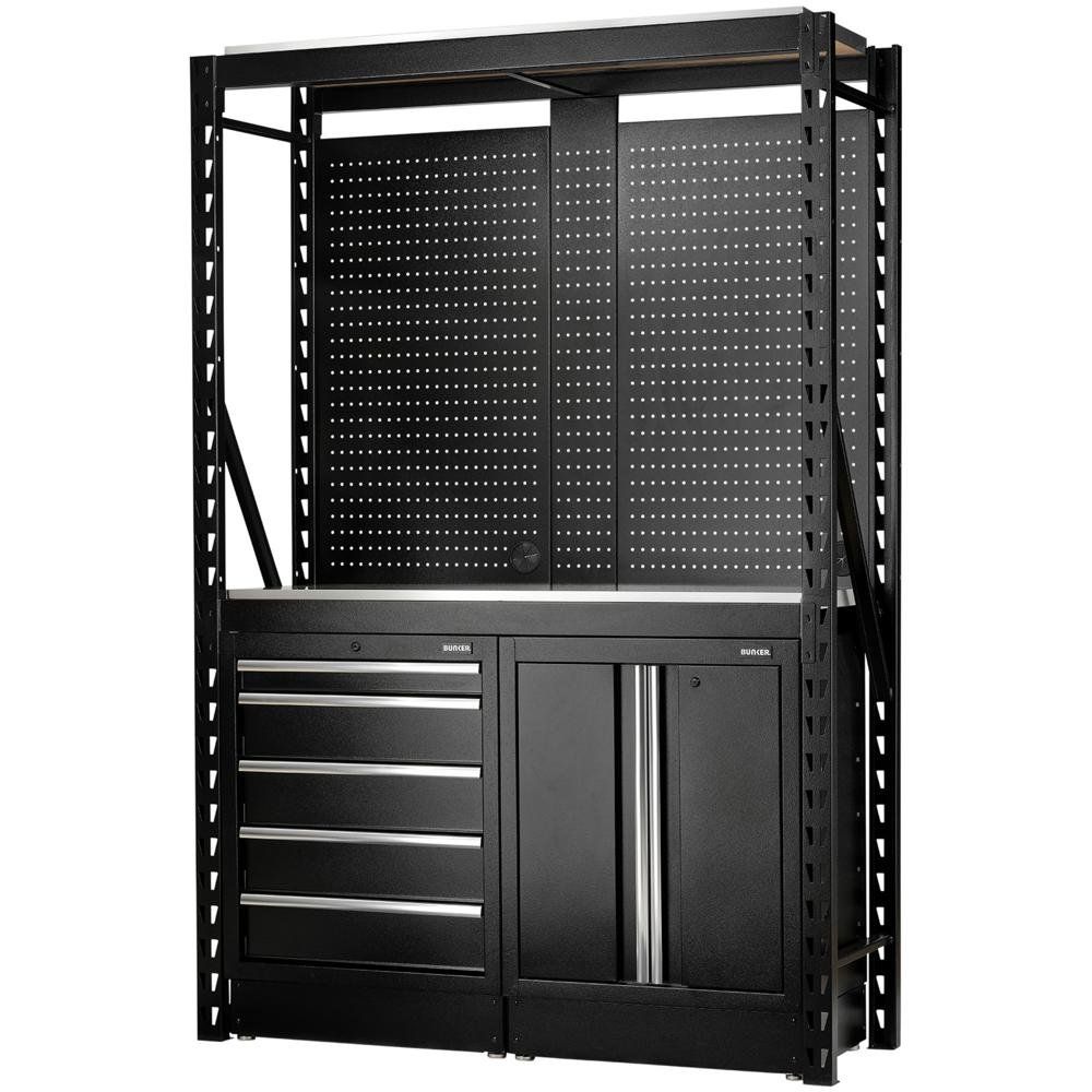 Bunker 15 Piece Modular Storage System and Stainless Steel Workbench 1.5m - Image 1