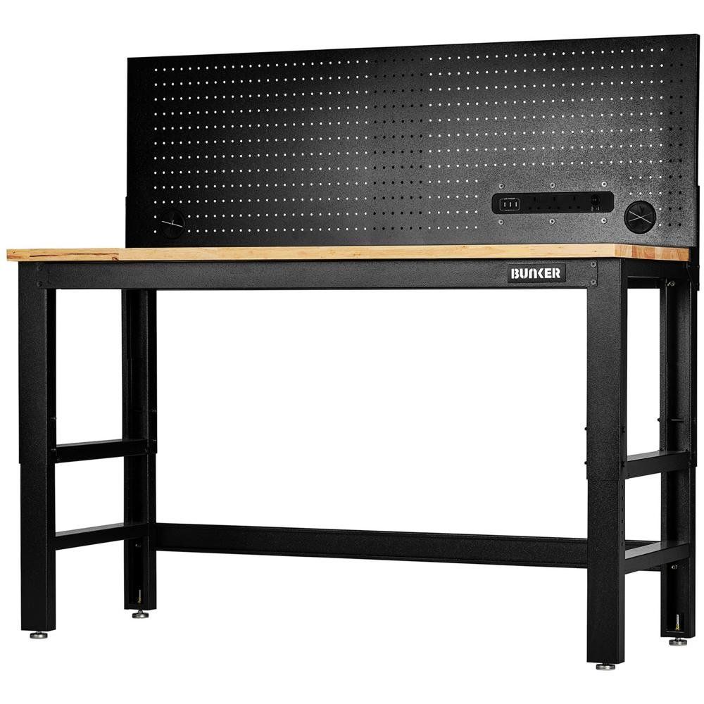 Bunker ® Workbench With Hardwood Worktop And Power Pegboard 1550Mm Pk 1 28096 - Image 1