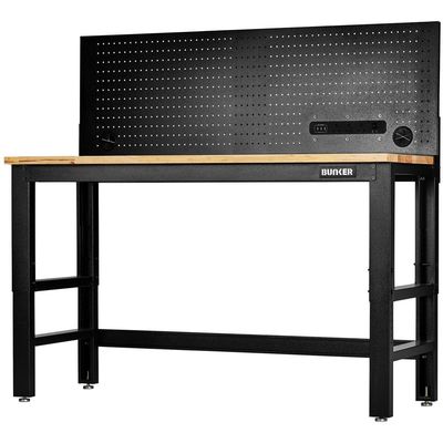 Bunker ® Workbench With Hardwood Worktop And Power Pegboard 1550Mm Pk 1 28096
