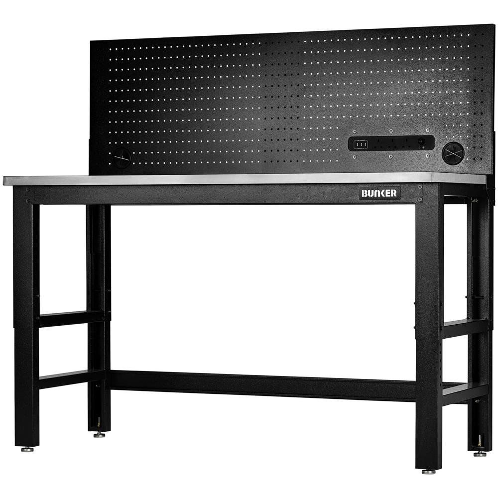Bunker ® Workbench With Stainless Steel Worktop And Power Pegboard 1550Mm Pk 1 28097 - Image 1