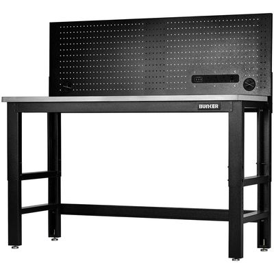 Bunker ® Workbench With Stainless Steel Worktop And Power Pegboard 1550Mm Pk 1 28097