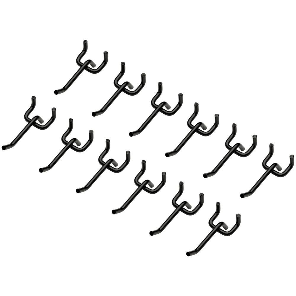 Bunker Single Pegboard Storage Hooks Black Pack of 12 - Image 1