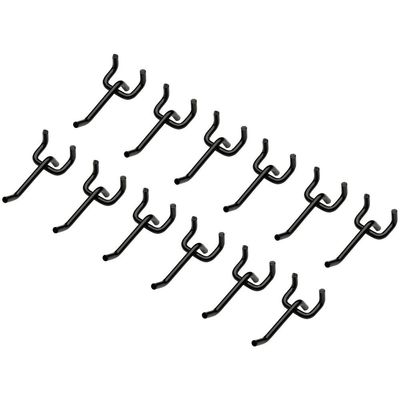 Bunker Single Pegboard Storage Hooks Black Pack of 12