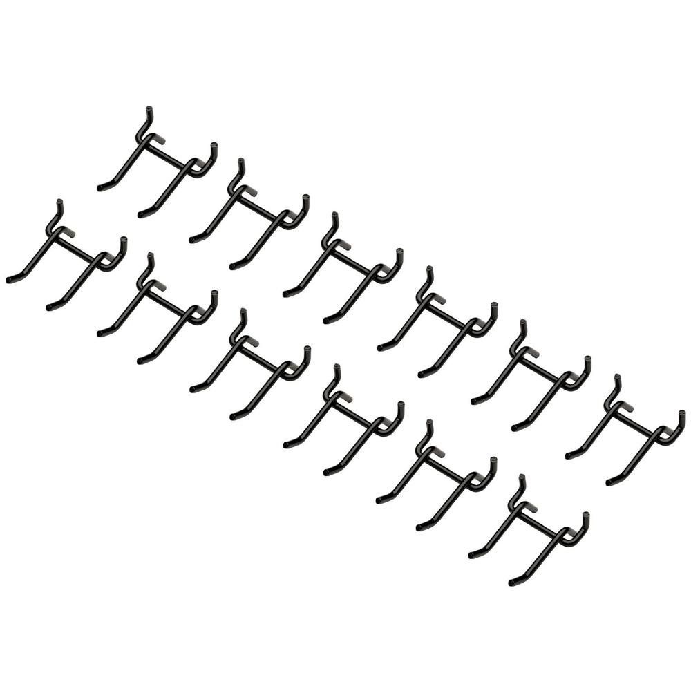 Bunker Double Pegboard Storage Hooks Black Pack of 12 - Image 1
