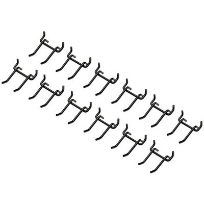 Bunker Double Pegboard Storage Hooks Black Pack of 12