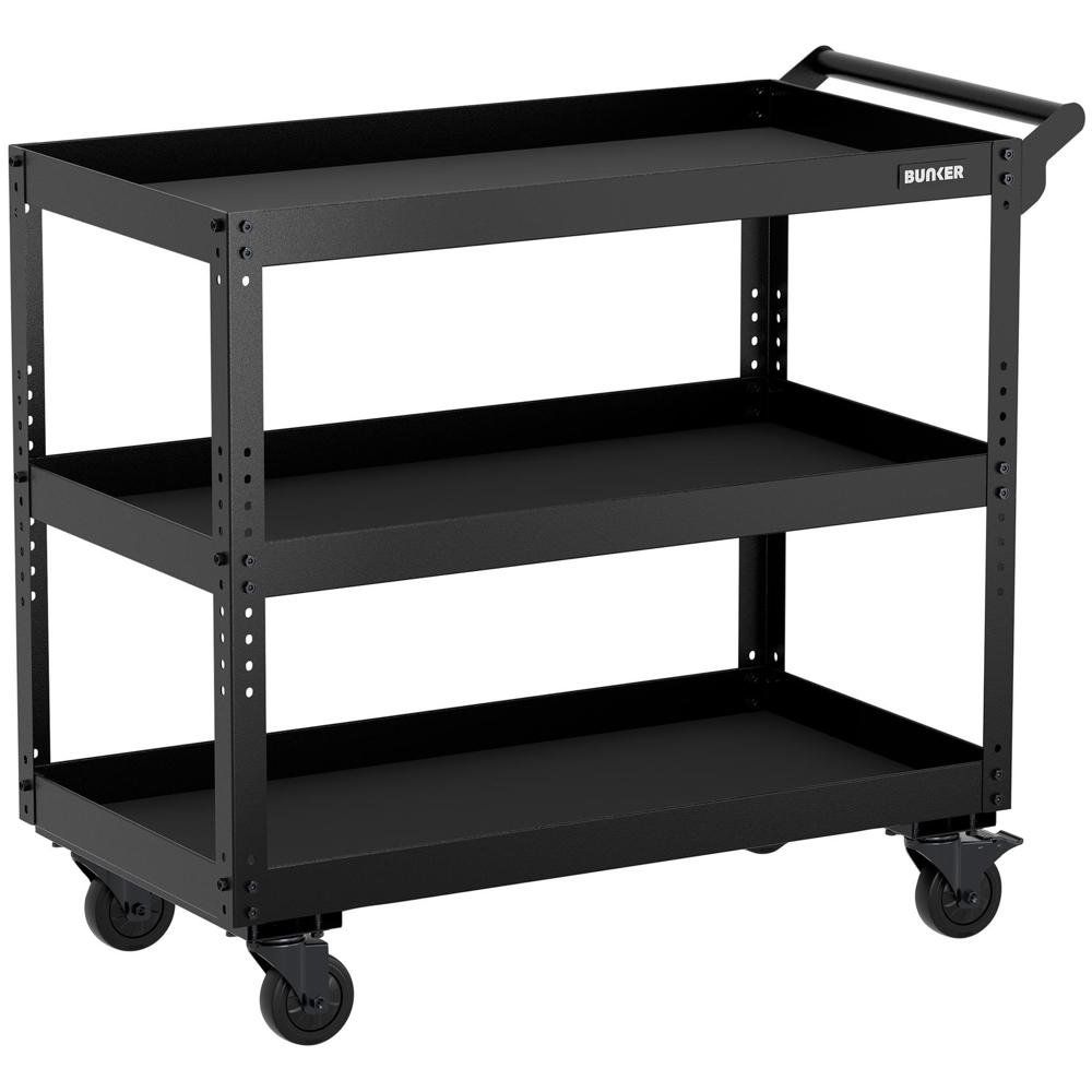 Bunker 3 Tier Utility Service Cart Black - Image 1