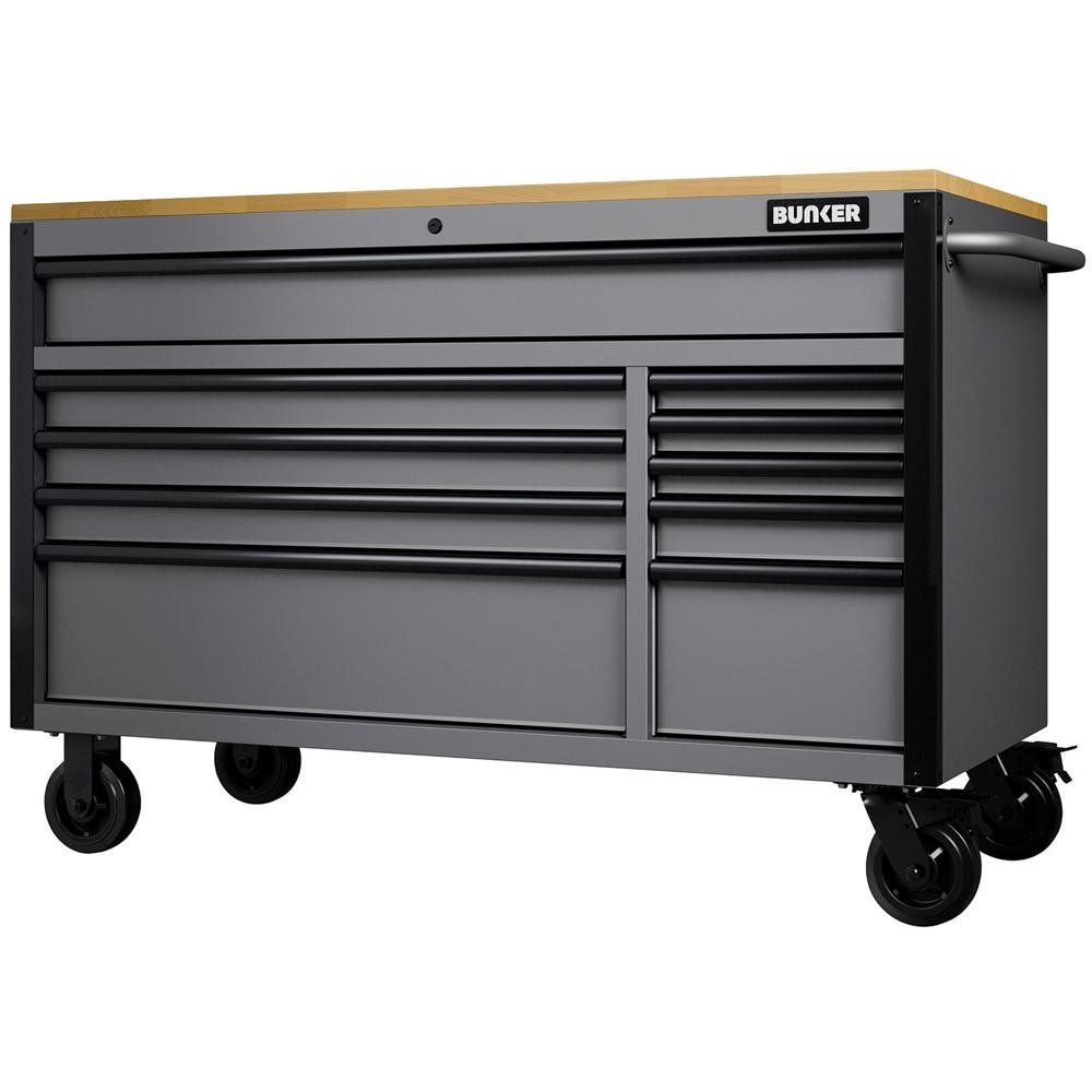 Bunker 10 Drawer Workbench Tool Roller Cabinet Black / Light Grey - Image 1
