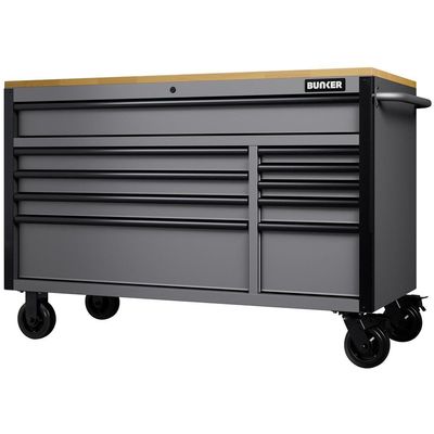 Bunker 10 Drawer Workbench Tool Roller Cabinet Black / Light Grey