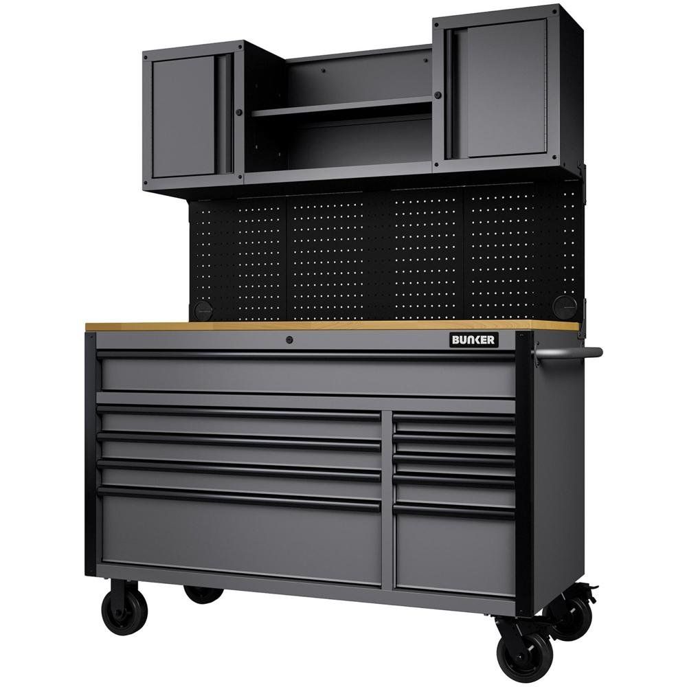 Bunker 10 Drawer Tool Roller Cabinet Workstation Black / Light Grey - Image 1