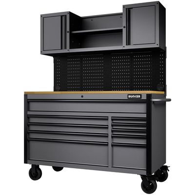 Bunker 10 Drawer Tool Roller Cabinet Workstation Black / Light Grey