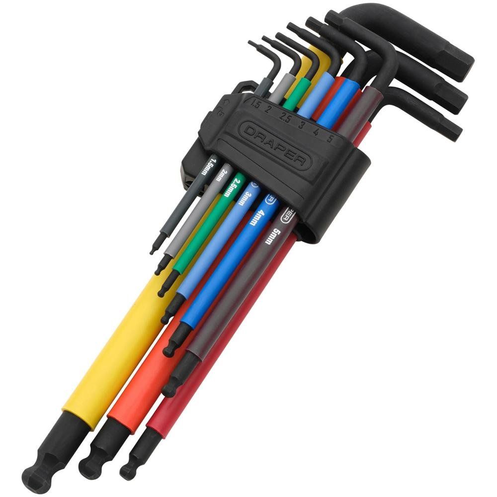Draper 9 Piece Extra Long Arm Hexagon Allen Key Set - Image 1