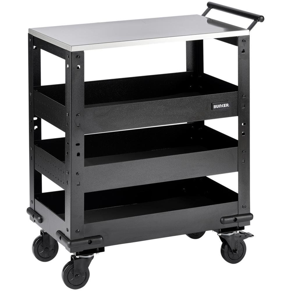 Bunker ® 3 Tier Trolley With Pull Handle And Stainless Steel Worktop 714Mm Pk 1 11585 - Image 1