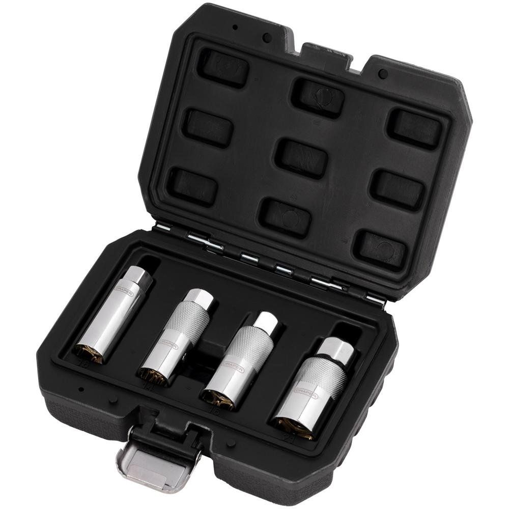 Draper 4 Piece 3/8" Drive Magnetic Spark Plug Socket Set - Image 1