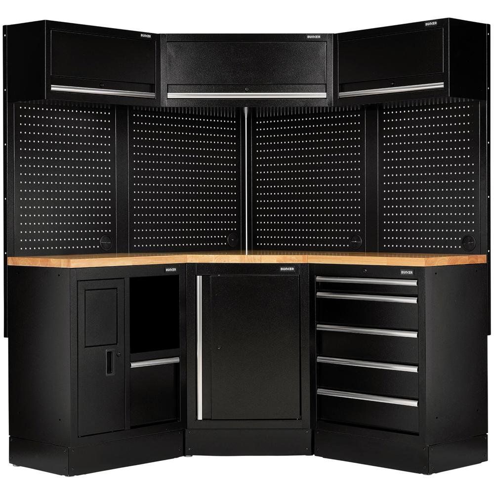 Bunker 18 Piece Hardwood Worktop Modular Storage System Corner Combo - Image 1