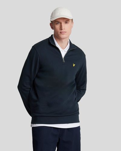 Lyle & Scott Men's Loopback 1/4 Zip Sweatshirt in Dark Navy