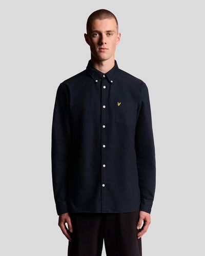 Lyle & Scott Men's Cotton Oxford Shirt in Dark Navy