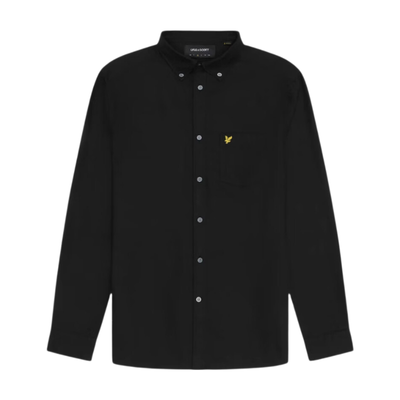 Lyle & Scott Men's Cotton Oxford Shirt in Jet Black - Thumbnail 2