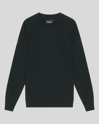Lyle & Scott Men's Merino Wool Crew Neck Jumper in Jet Black