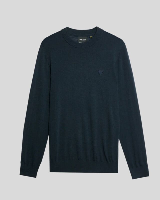 Lyle & Scott Men's Merino Wool Crew Neck Jumper in Dark Navy - Image 1