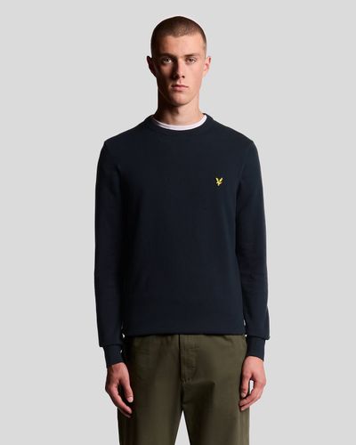 Lyle & Scott Men's Cotton Crew Neck Jumper in Dark Navy