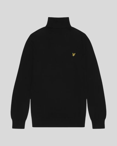 Lyle & Scott Men's Cotton Merino Turtleneck Jumper in Jet Black