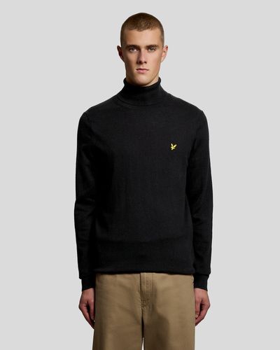 Lyle & Scott Men's Cotton Merino Turtleneck Jumper in Jet Black