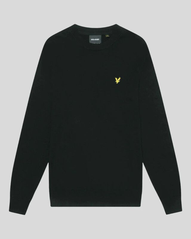 Lyle & Scott Men's Cotton Merino Crew Neck Jumper in Jet Black - Image 1