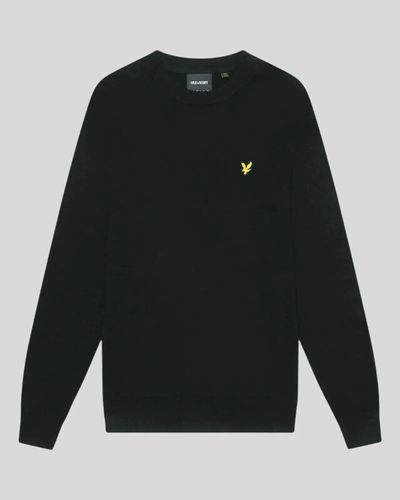 Lyle & Scott Men's Cotton Merino Crew Neck Jumper in Jet Black
