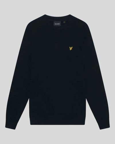 Lyle & Scott Men's Cotton Merino Crew Neck Jumper in Dark Navy