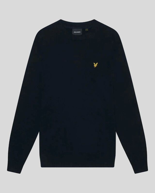 Lyle & Scott Men's Cotton Merino Crew Neck Jumper in Dark Navy - Image 1