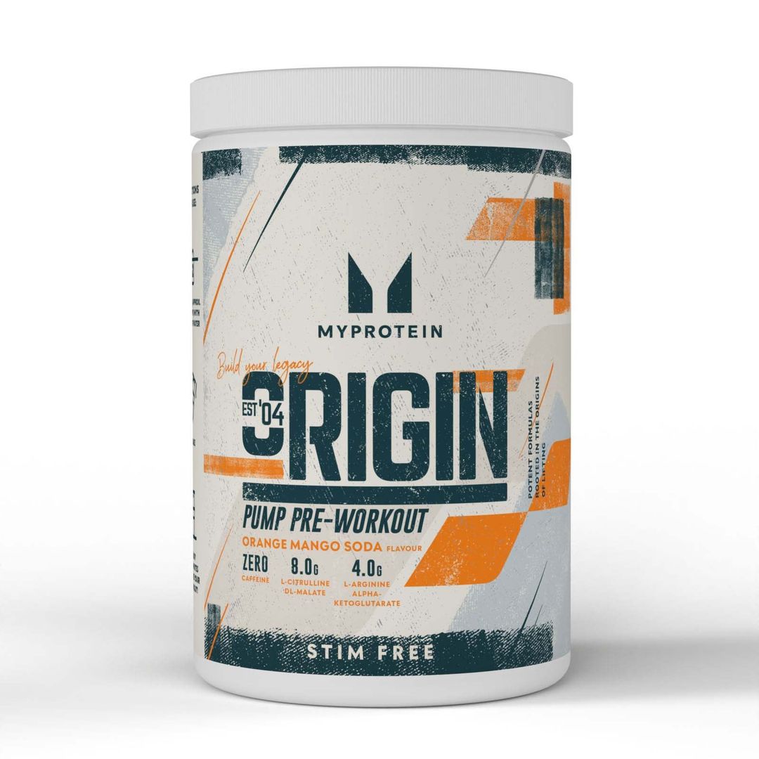 Origin Pump Pre-Workout | Stim & Caffeine-Free - 600G - 30servings - Orange Mango Soda - Image 1