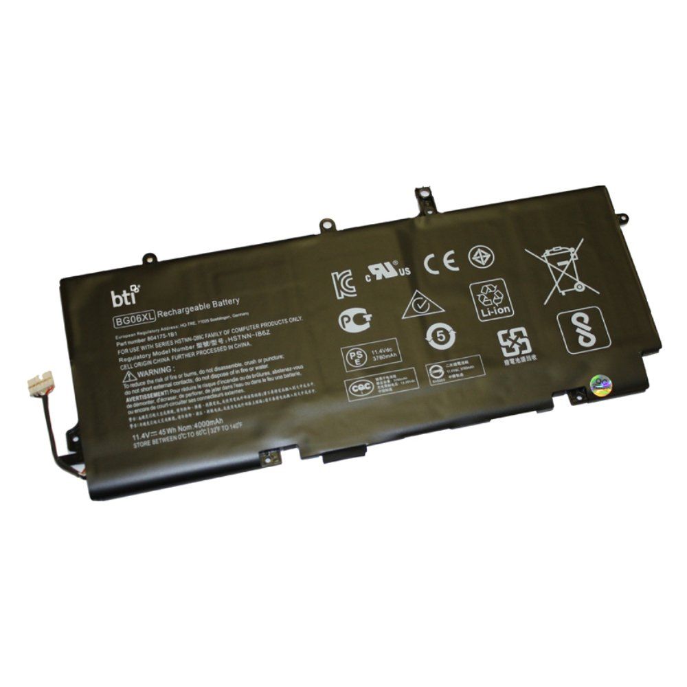 BTI Replacement Battery for HP - COMPAQ HP Elitebook 1040 G3 replacing OEM part numbers BG06XL 804175-1B1 // 3-cell 11.4V 3780mAh - Image 1