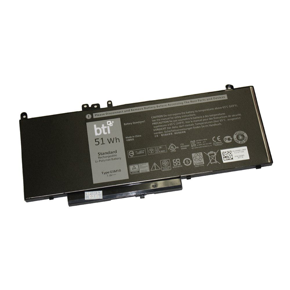 BTI Replacement Battery for Latitude E5450 E5550 replacing OEM part numbers G5M10 0G5M10 8V5GX VMKXM PF59Y 451-BBLK 451-BBLN // 7.4V 6460mAh 51Whr - Image 1