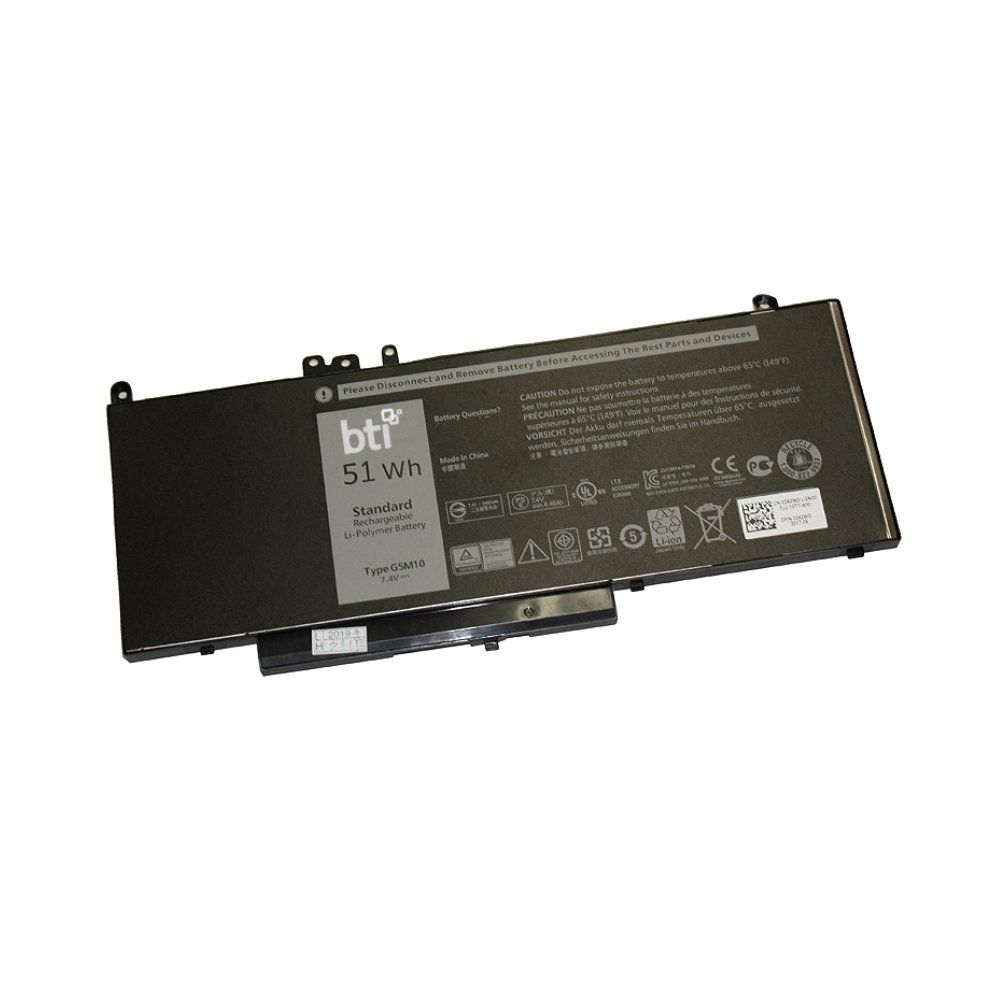 BTI Replacement Battery for Latitude E5450 E5550 replacing OEM part numbers G5M10 0G5M10 8V5GX VMKXM PF59Y 451-BBLK 451-BBLN // 7.4V 6460mAh 51Whr - Image 1
