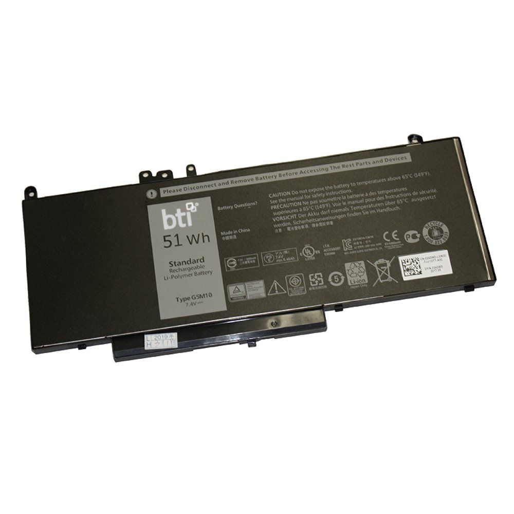 BTI Replacement Battery for Latitude E5450 E5550 replacing OEM part numbers G5M10 0G5M10 8V5GX VMKXM PF59Y 451-BBLK 451-BBLN // 7.4V 6460mAh 51Whr - Image 1