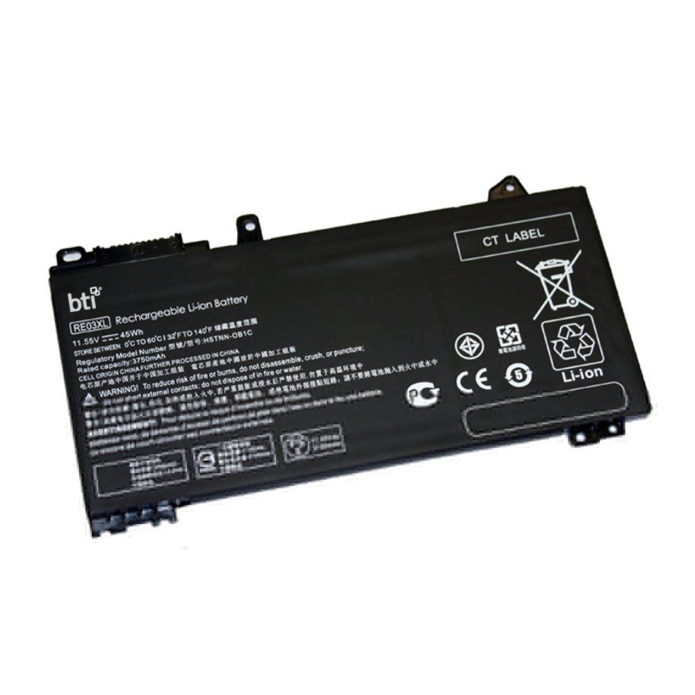 BTI Replacement 3 cell battery for HP Probook 430 G6 430 G7 440 G6 445 G6 440 G7 450 G6 450 G7 455R G6 replacing OEM part numbers L32656-002 RE03XL RE03045XL-PL L32407-AC1 // 11.55V 3900mAh 45Wh - Image 1