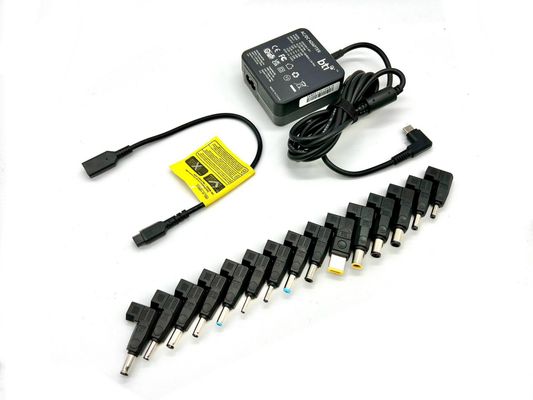 BTI 65W Universal AC Adapter for HP/Dell/Lenovo/Asus/Acer/Sony/Toshiba/Fujitsu/Samsung etc. Includes USB-C connector as well as 15 additional options to power a wide range of the most popular laptops. UK power cable also provided