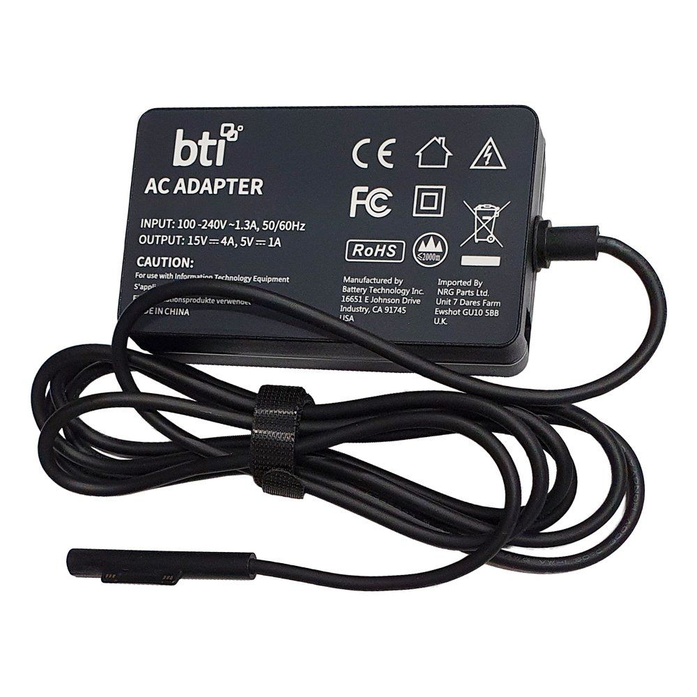 BTI 65W AC Adapter for Microsoft Surface Pro 4 and Surface Pro 5. UK including 5V USB-A output - Image 1