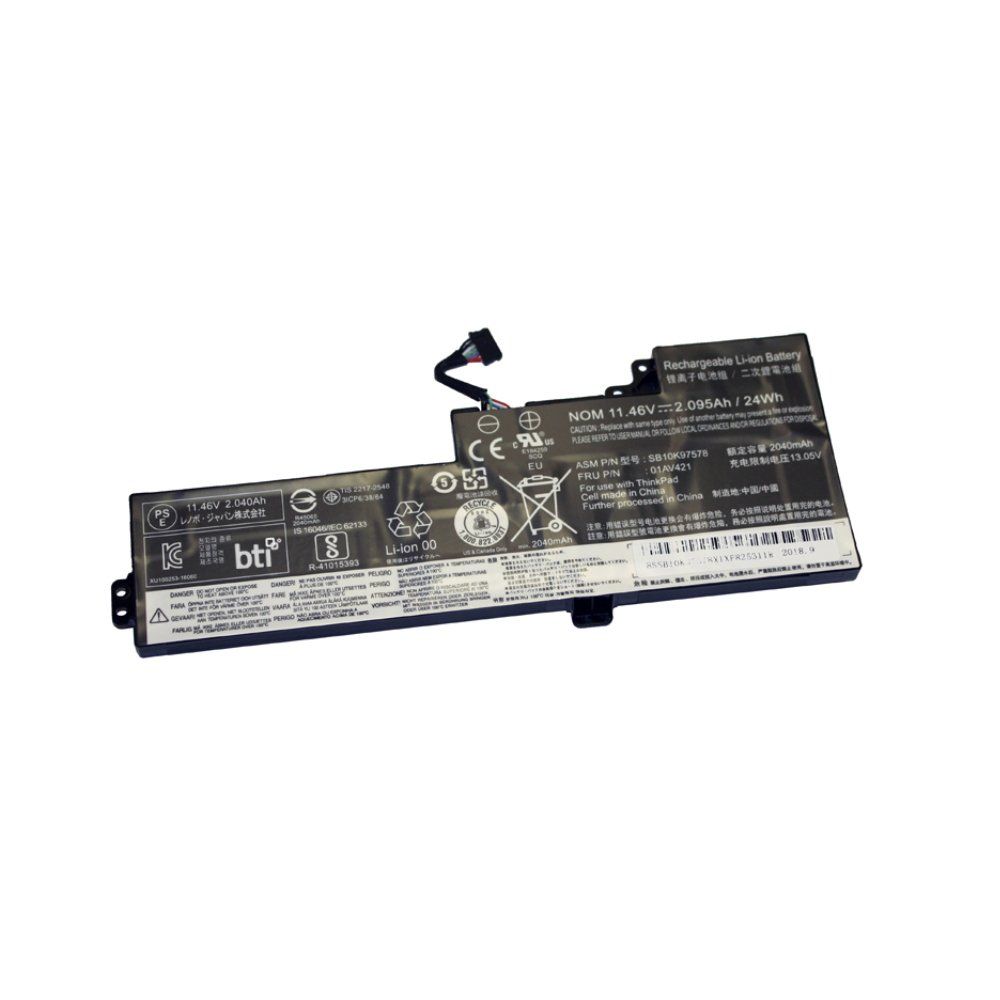 BTI 3-cell 24Wh 01AV419 compatible laptop battery for Lenovo Thinkpad T470 T480 - 18 month warranty - Image 1