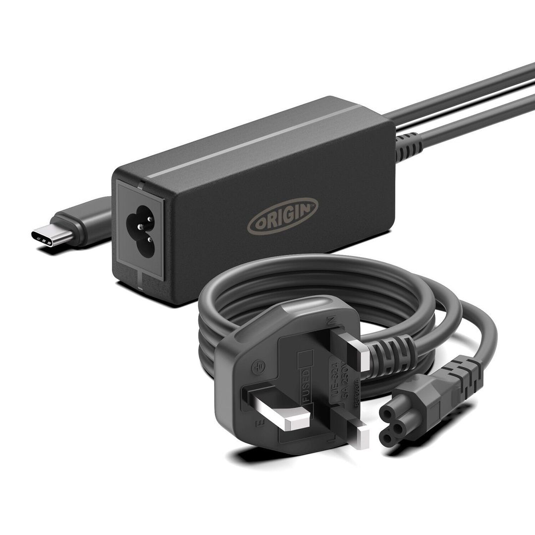 Origin 65W USB-C Adapter with UK Cable - Image 1