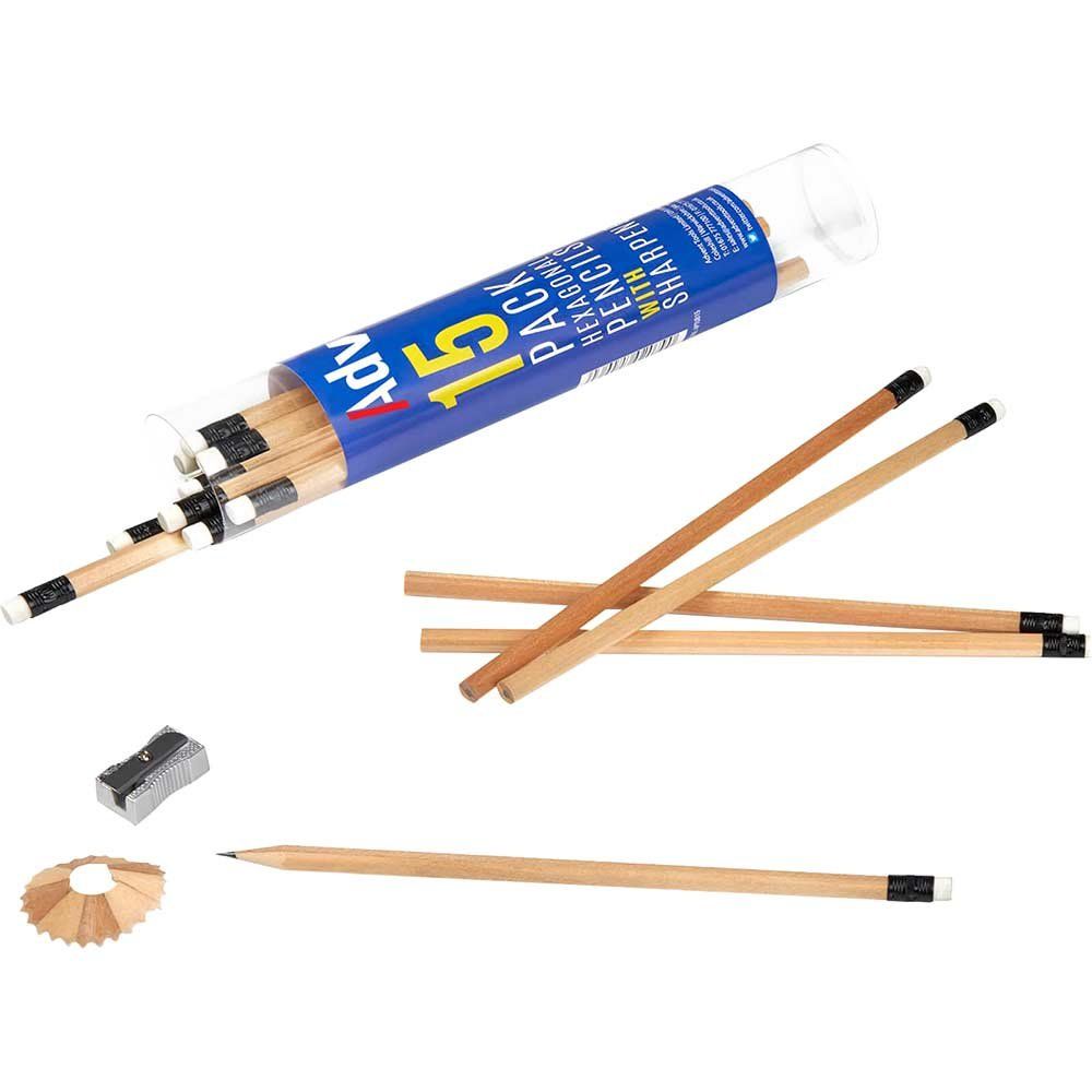 Advent APTUB15 Hexagonal Hb Pencils & Sharpener (Tub 15) - Image 1