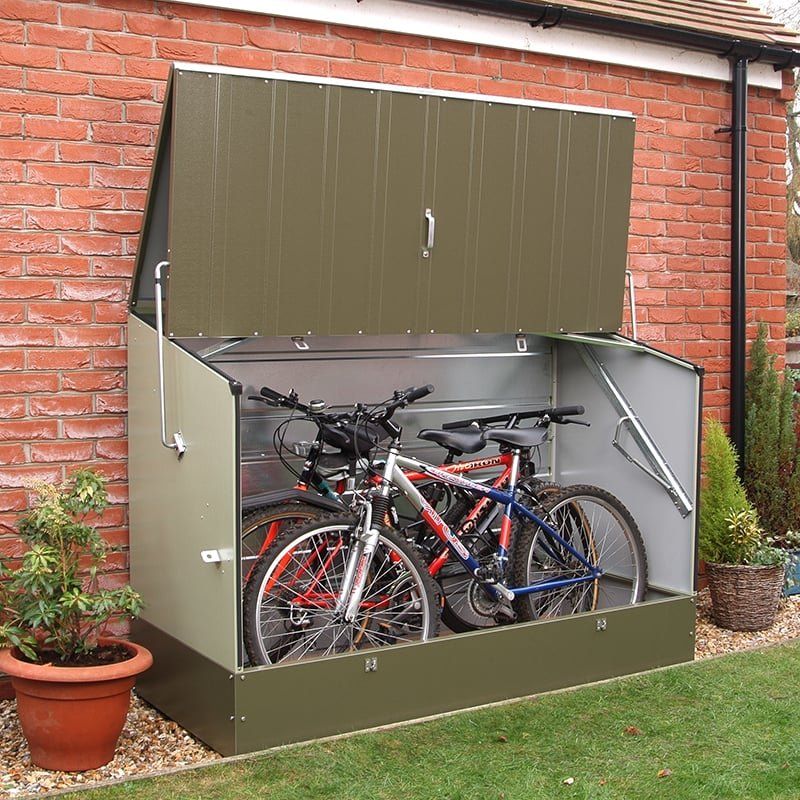 6' x 3' (1.96x0.89m) Trimetals Green Metal Bicycle Store - Garden Bike Storage - Image 1